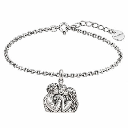 Family Is Where Love Begins Charm Bracelet Set – silver, front view