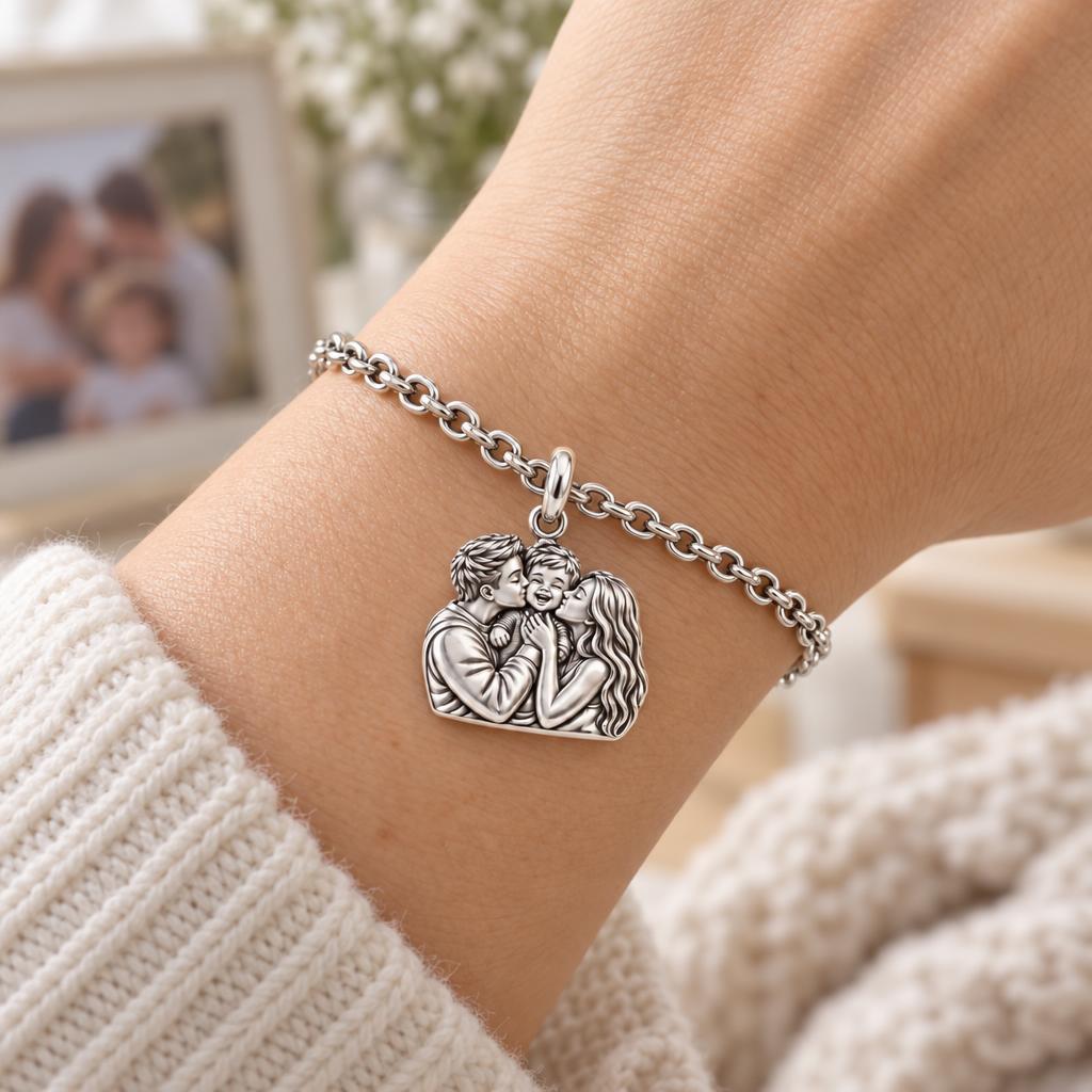 Family Is Where Love Begins Charm Bracelet Set – worn / in use
