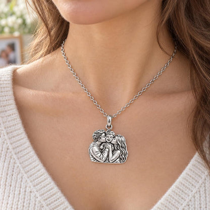 Family Is Where Love Begins Charm Necklace Set – worn / in use