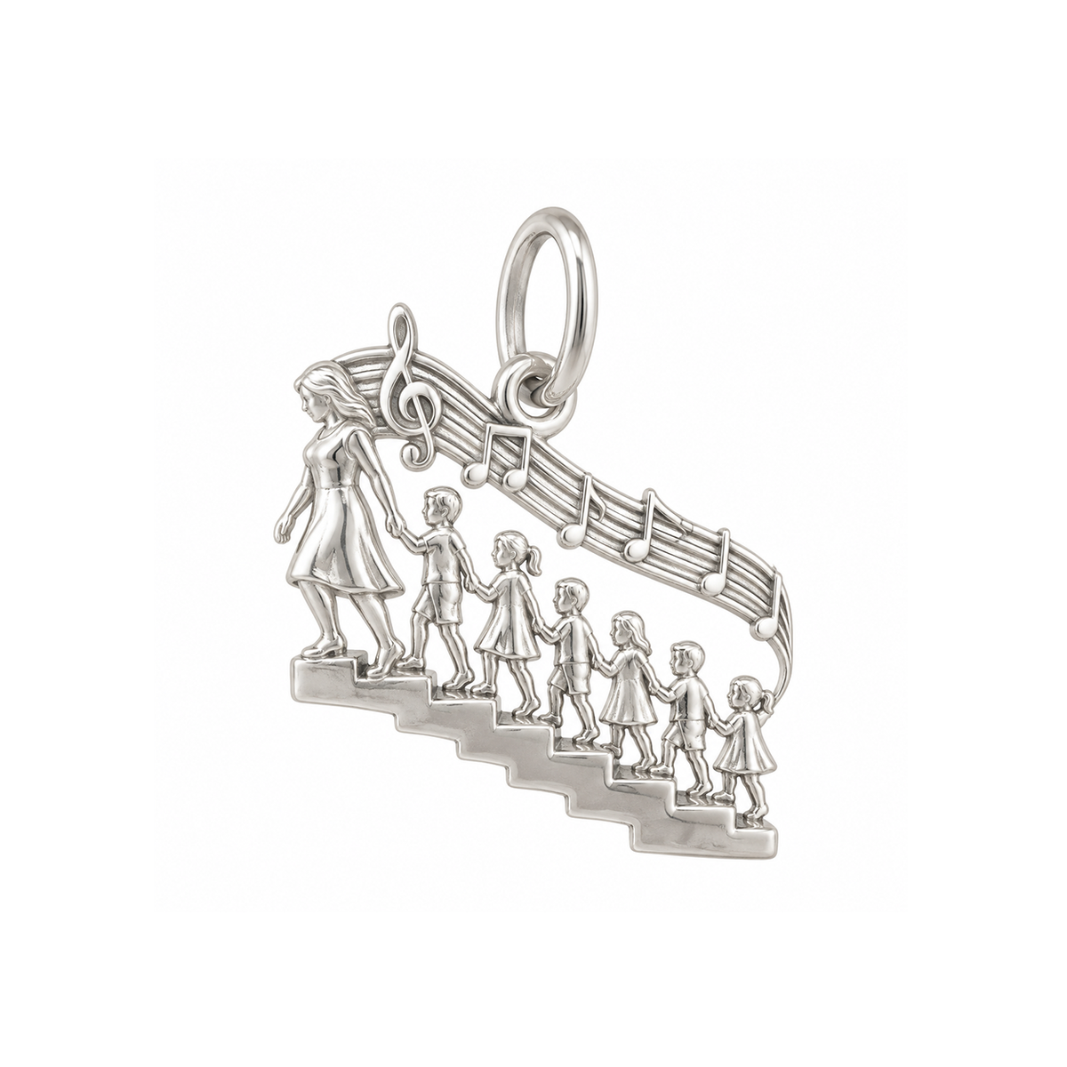 Family on a Staircase Charm — Silver — 50-works-silver-20260916-145