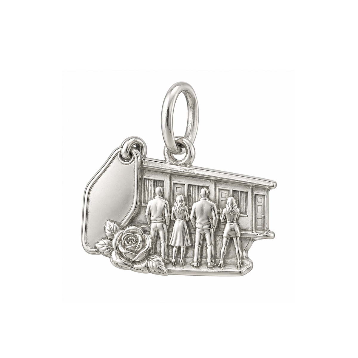 Family Outside a Motel Charm — Silver — 50-works-silver-20260916-200