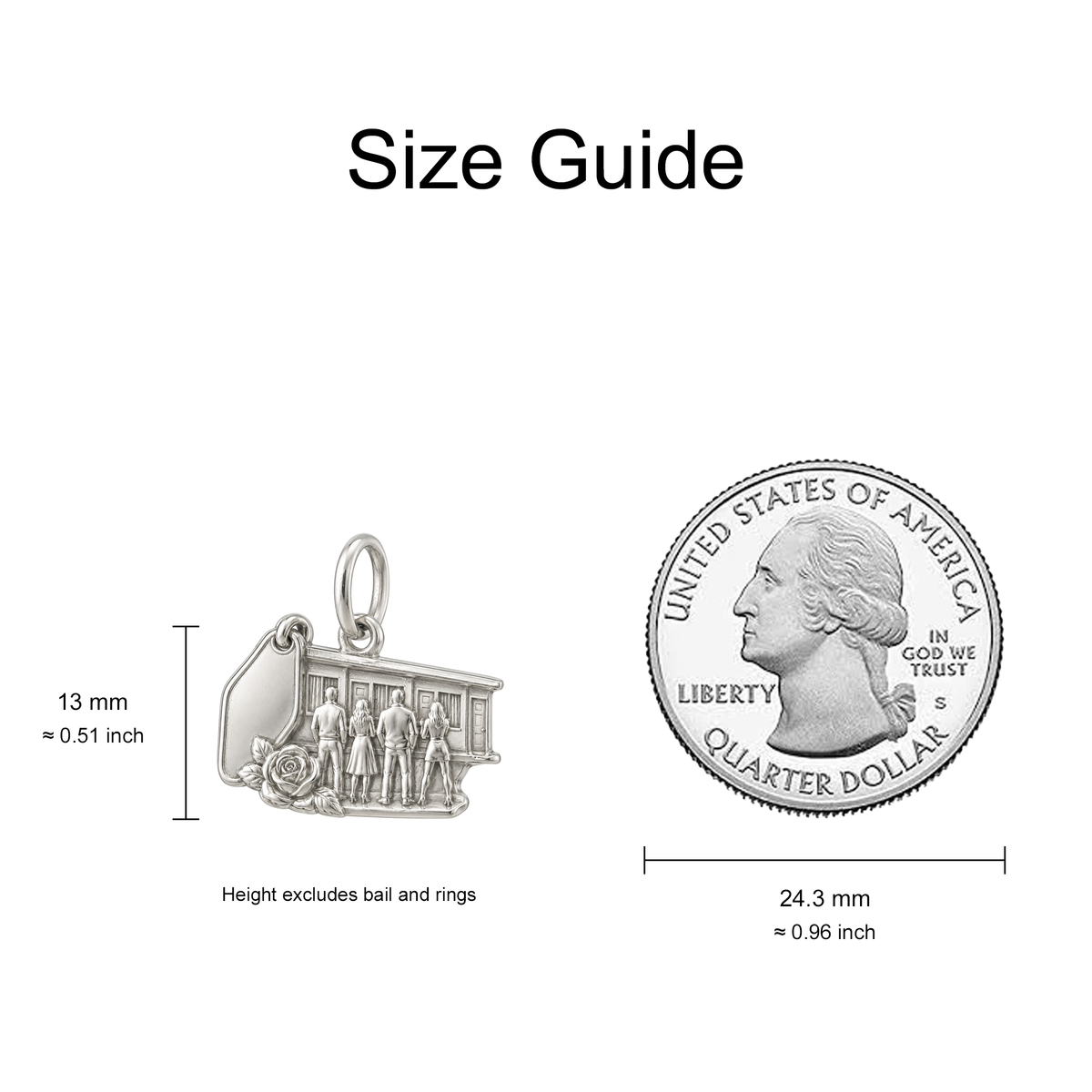 Family Outside a Motel Charm — Size Guide — 13 mm body excluding bail and rings — 50-works-silver-20260916-200