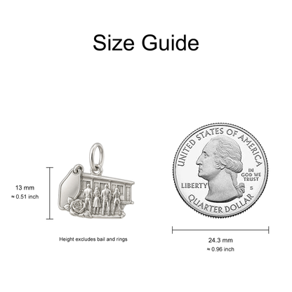 Family Outside a Motel Charm — Size Guide — 13 mm body excluding bail and rings — 50-works-silver-20260916-200