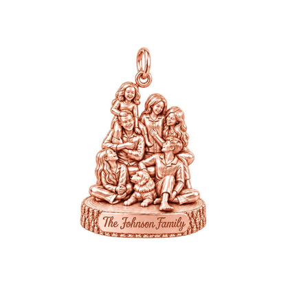 Family Portrait Charm Bracelet – Personalized Mom Gift – rose gold 2 cm charm, front view