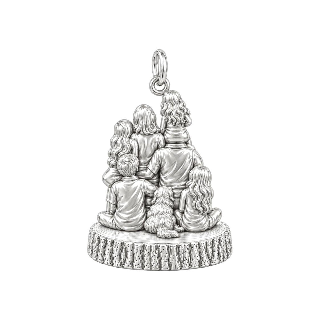 Family Portrait Charm Bracelet – Personalized Mom Gift – back of the charm, engraving area