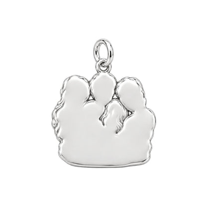 Family Portrait Hug Huggie Charm Earrings – back of the charm, engraving area