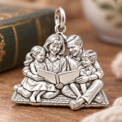 Family Storytime Charm Bracelet – Personalized Mom Gift – macro detail of the charm