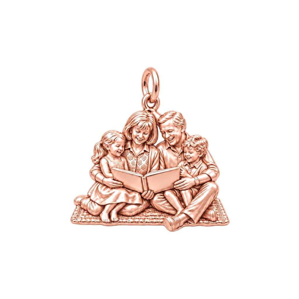 Family Storytime Charm Bracelet – Personalized Mom Gift – rose gold 2 cm charm, front view