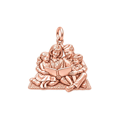 Family Storytime Charm Bracelet – Personalized Mom Gift – rose gold 2 cm charm, front view
