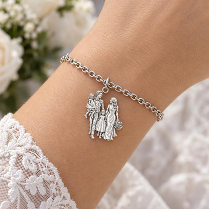 Family Wedding Portrait Charm Bracelet Set – worn / in use