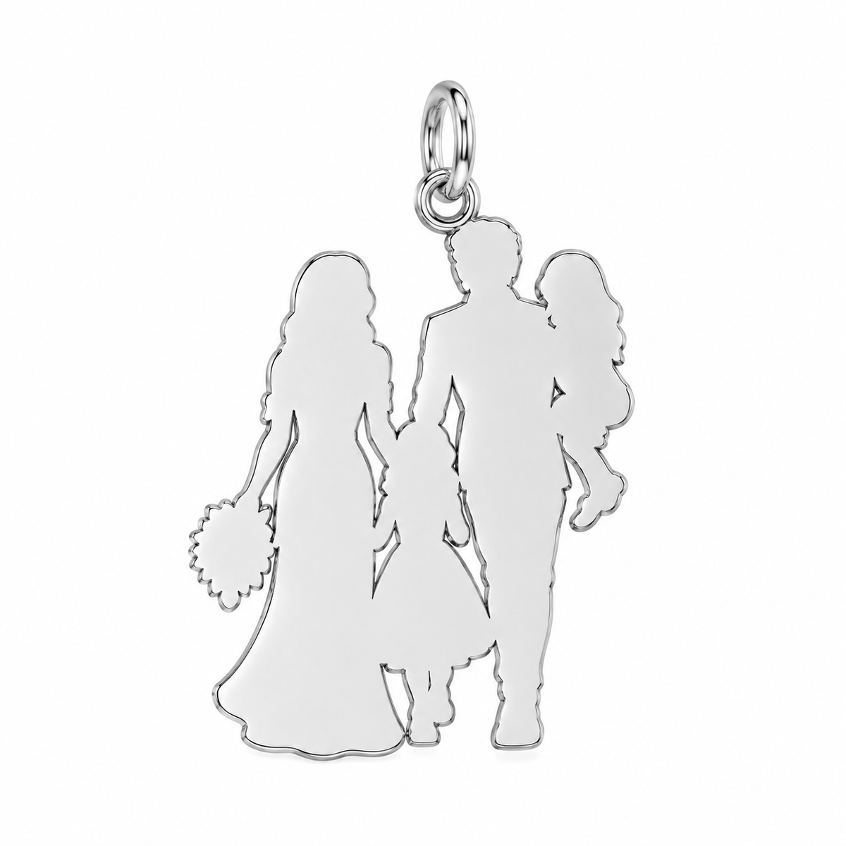 Family Wedding Portrait Huggie Charm Earrings – back of the charm, engraving area
