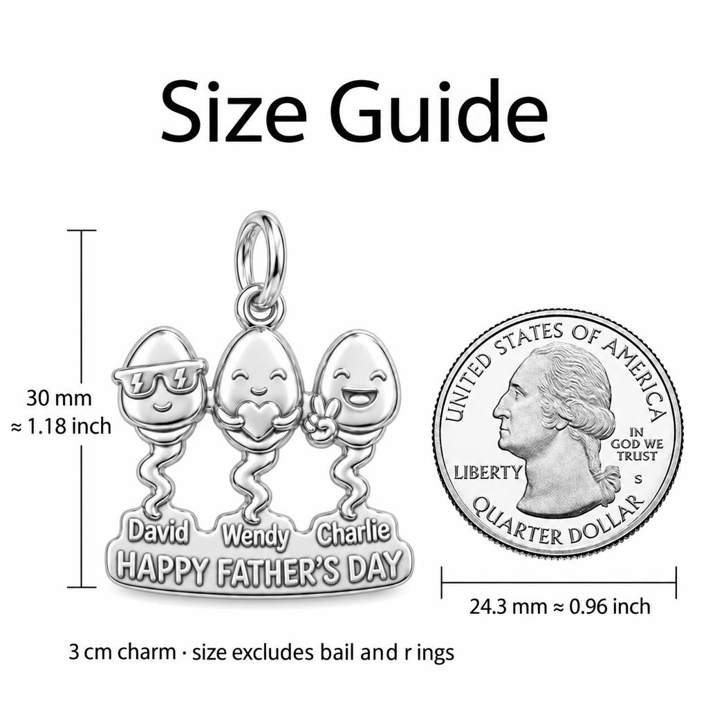 Fastest Swimmers Charm Bracelet – Personalized Dad Gift – size guide, 3 cm charm next to a quarter