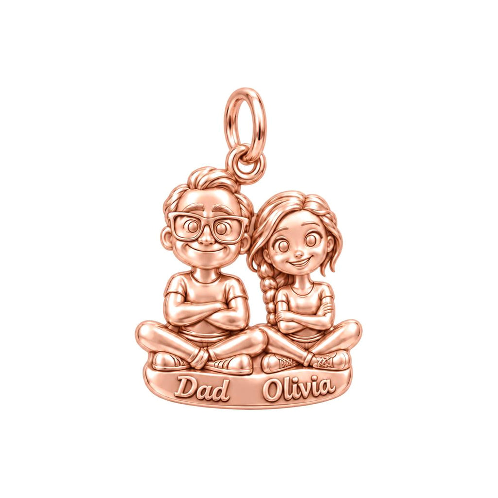 Father and Daughter Charm Bracelet – Personalized Couple Gift – rose gold 3 cm charm, front view