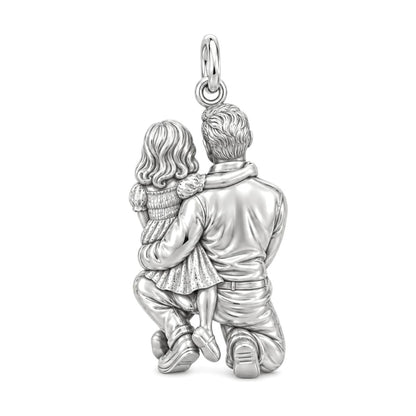 Father and Daughter Portrait Charm Bracelet – Personalized Photo Gift – back of the charm, engraving area
