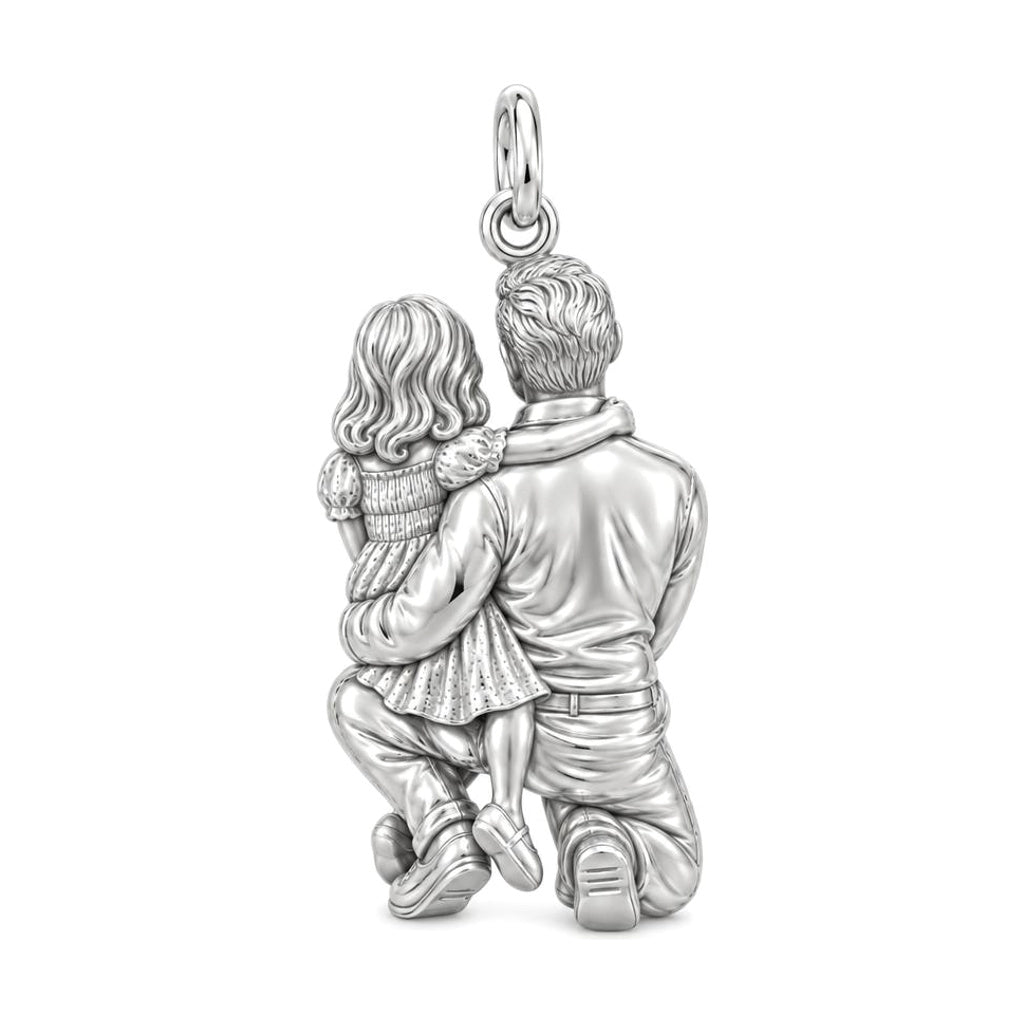 Father and Daughter Portrait Charm Keychain – back of the charm, engraving area