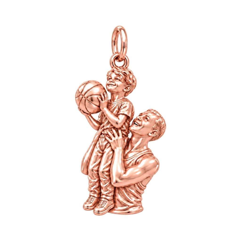 Father and Son Basketball Charm Bracelet – Personalized Dad Gift – rose gold charm, front view