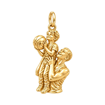 Father and Son Basketball Charm Bracelet – Personalized Dad Gift – 18K gold charm, front view