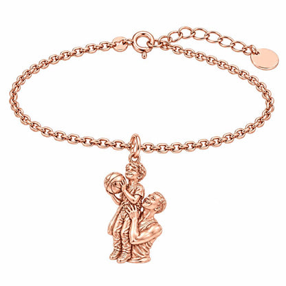 Father and Son Basketball Charm Bracelet Set – rose gold, front view