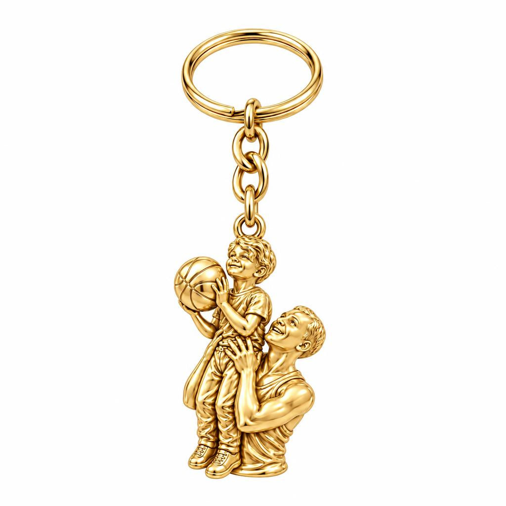 Father and Son Basketball Charm Keychain – 18K gold, front view