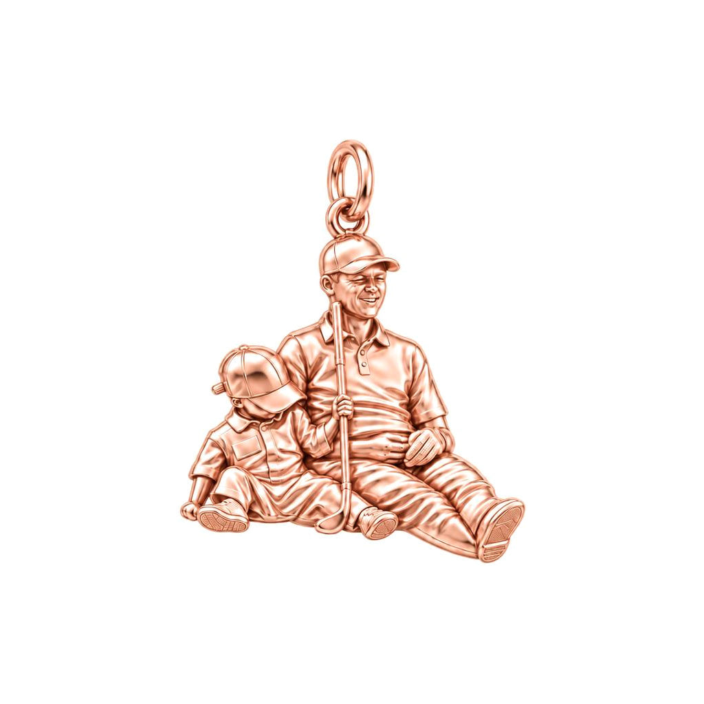 Father and Son Golfing Charm Bracelet – Personalized Dad Gift – rose gold charm, front view