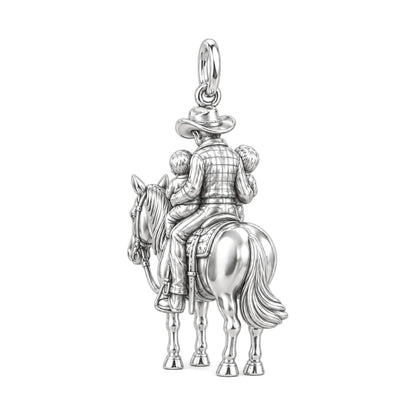 Father and Sons Horseback Ride Charm Bracelet – Personalized Dad Gift – back of the charm, engraving area