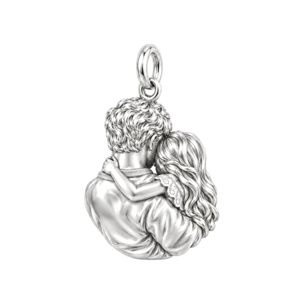 Father Daughter Embrace Charm Bracelet – Personalized Dad Gift – back of the charm, engraving area