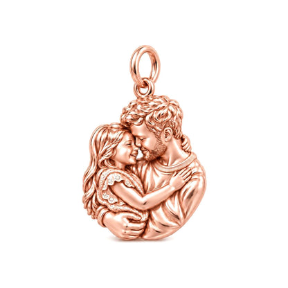 Father Daughter Embrace Charm Bracelet – Personalized Dad Gift – rose gold charm, front view