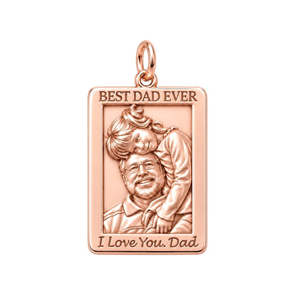 Father Daughter Portrait Charm Bracelet – Personalized Dad Gift – rose gold 2 cm charm, front view