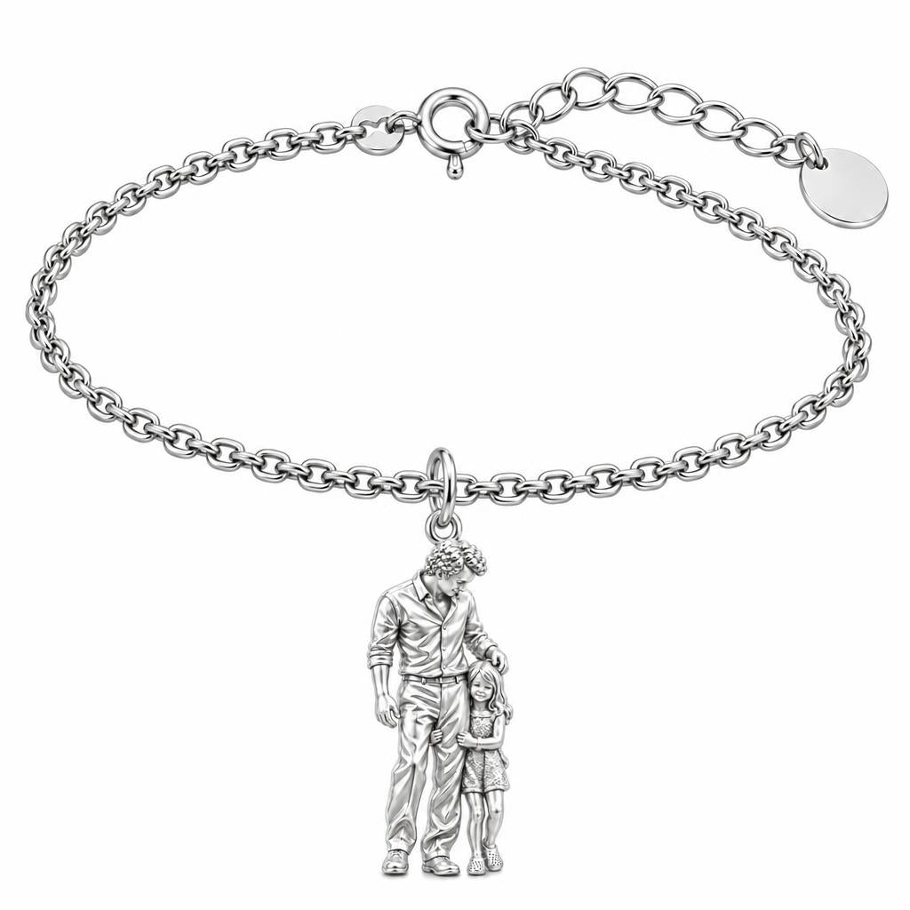 Father's Gentle Guidance Charm Bracelet Set – silver, front view