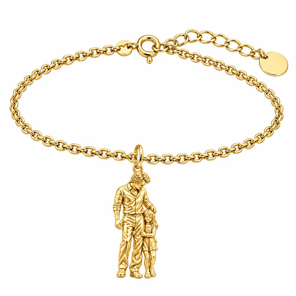 Father's Gentle Guidance Charm Bracelet Set – 18K gold, front view