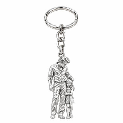 Father's Gentle Guidance Charm Keychain – silver, front view