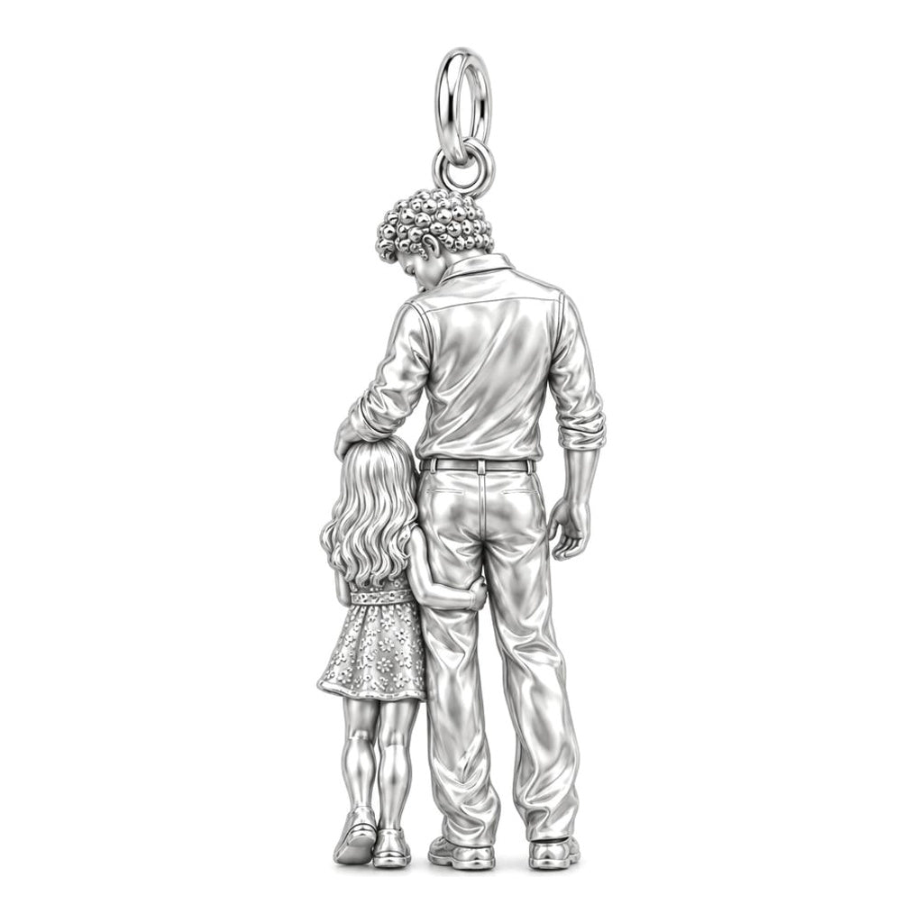 Father's Gentle Guidance Charm Keychain – back of the charm, engraving area
