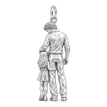 Father's Gentle Guidance Charm Necklace Set – back of the charm, engraving area
