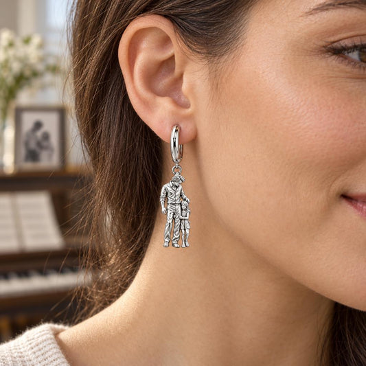 Father's Gentle Guidance Huggie Charm Earrings – worn / in use