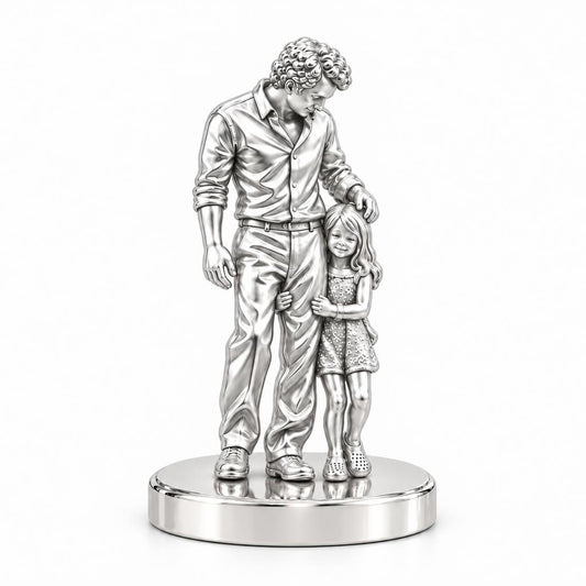 Father's Gentle Guidance Keepsake Plaque – silver, front view