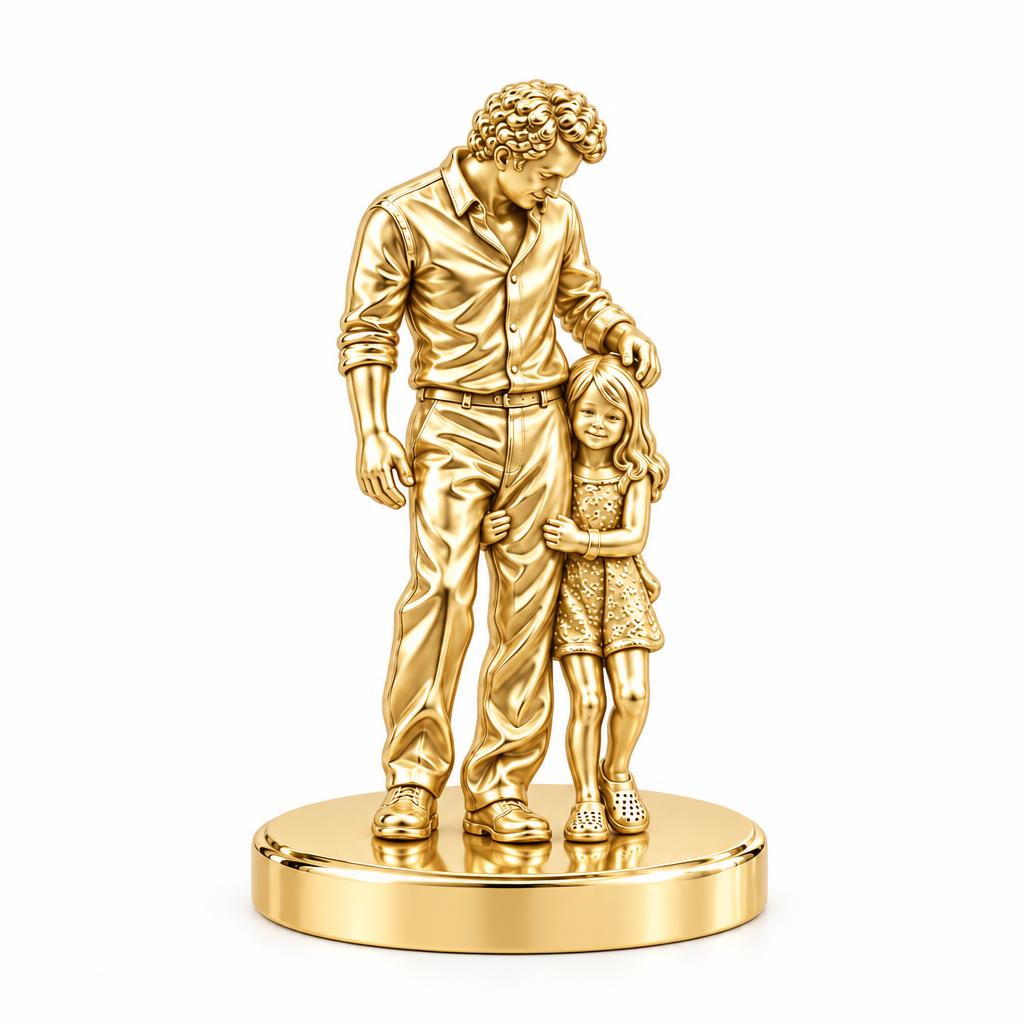Father's Gentle Guidance Keepsake Plaque – 18K gold, front view