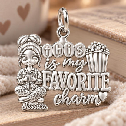 Favorite Cozy Night Charm Bracelet – Personalized Bestie Gift – macro detail of the charm