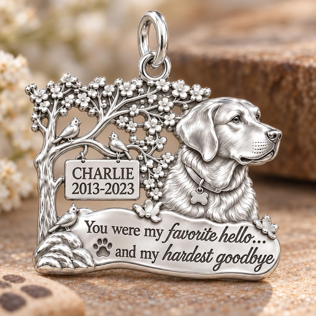 Favorite Hello Pet Memorial Charm Bracelet – Personalized Gift – macro detail of the charm