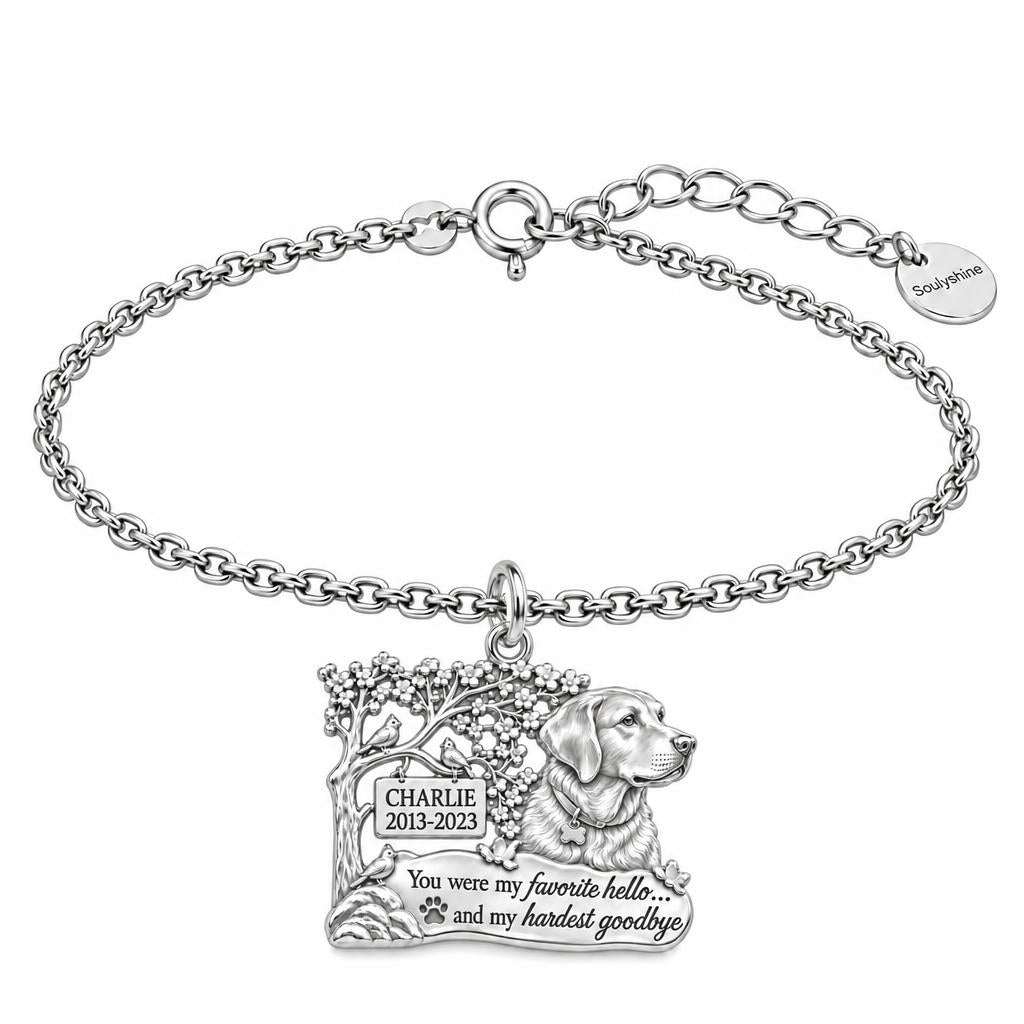 Favorite Hello Pet Memorial Charm Bracelet Set – silver, front view
