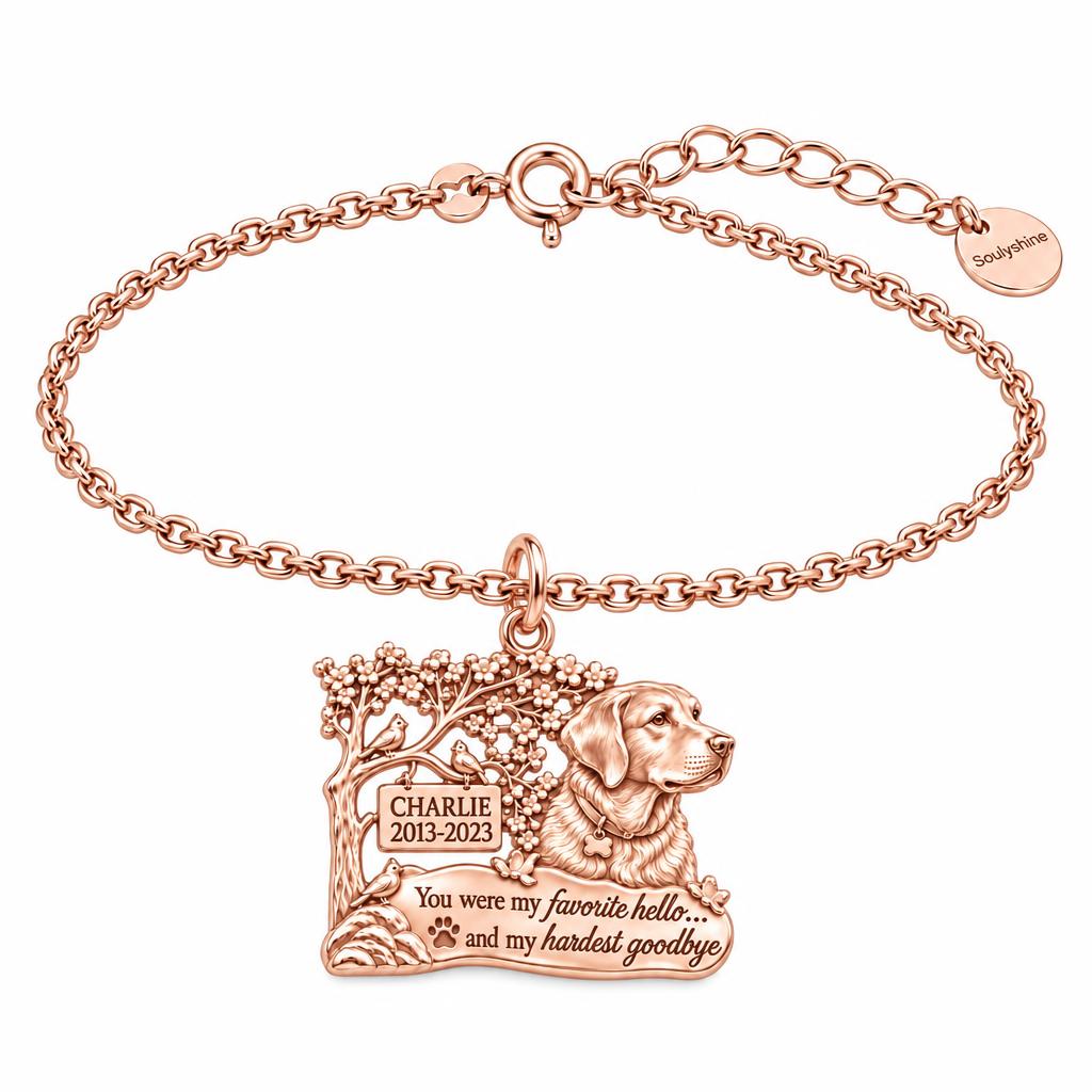Favorite Hello Pet Memorial Charm Bracelet Set – rose gold, front view