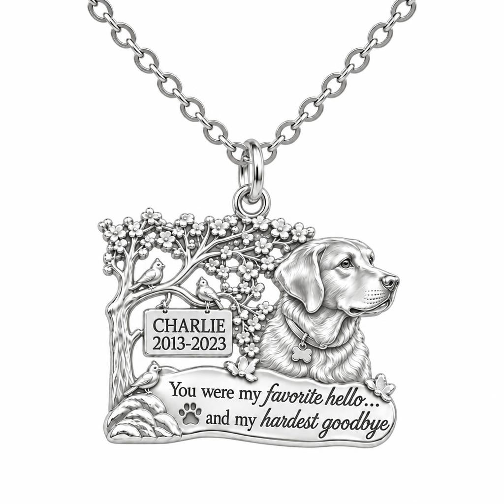 Favorite Hello Pet Memorial Charm Necklace Set – silver, front view