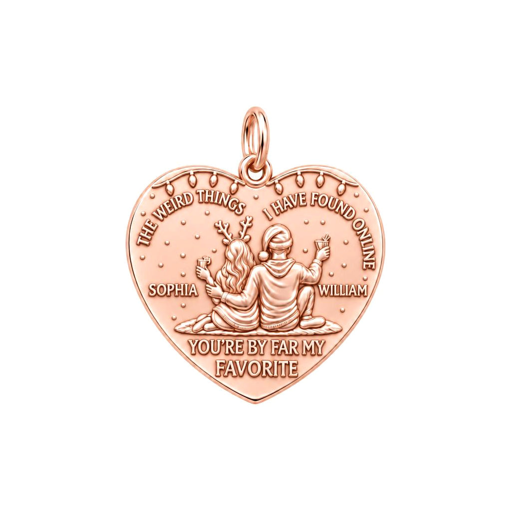 Favorite Online Find Charm Bracelet – Personalized Couple Gift – rose gold 3 cm charm, front view