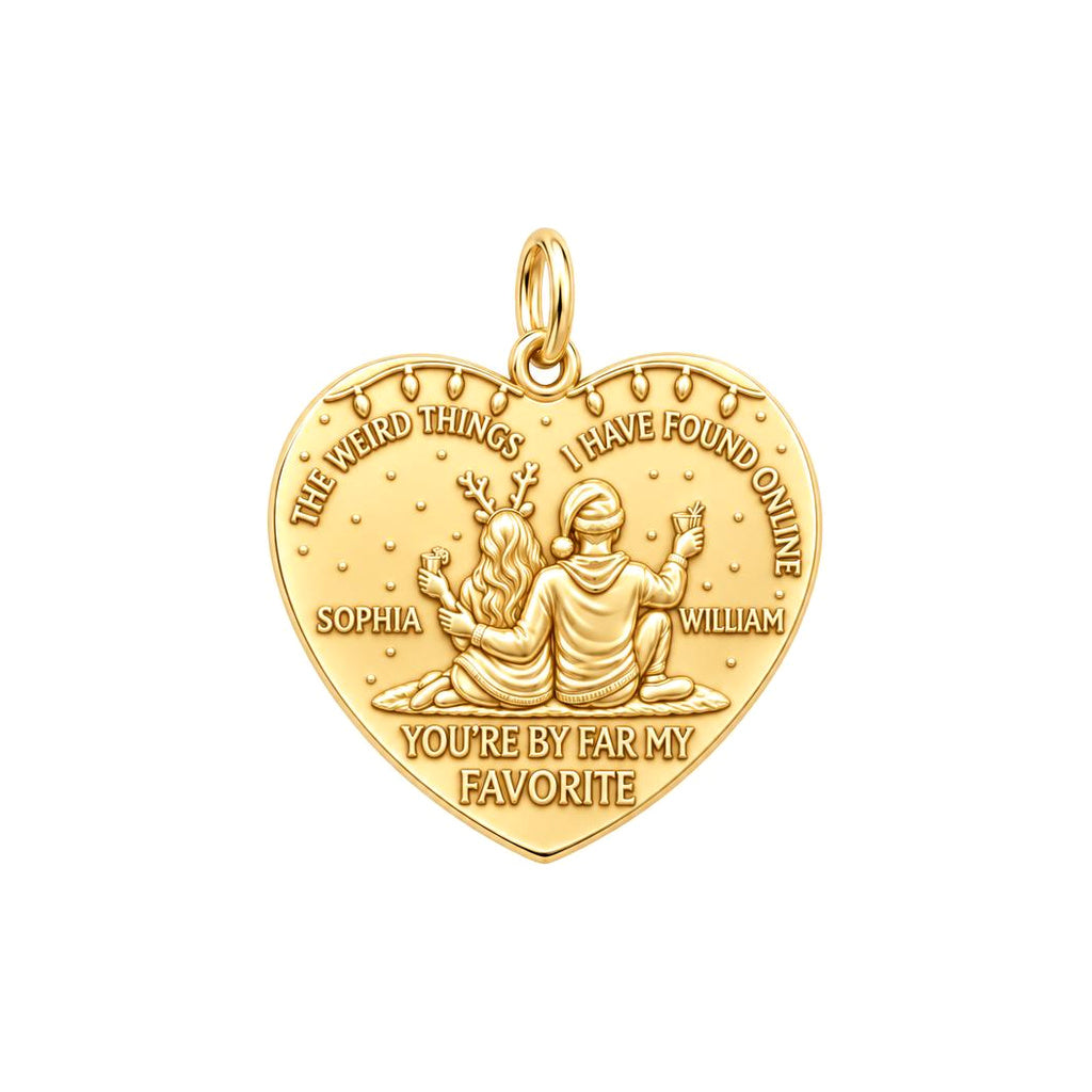 Favorite Online Find Charm Bracelet – Personalized Couple Gift – 18K gold plated 3 cm charm, front view