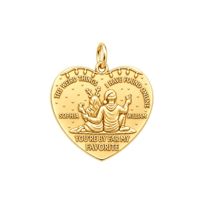 Favorite Online Find Charm Bracelet – Personalized Couple Gift – 18K gold plated 3 cm charm, front view