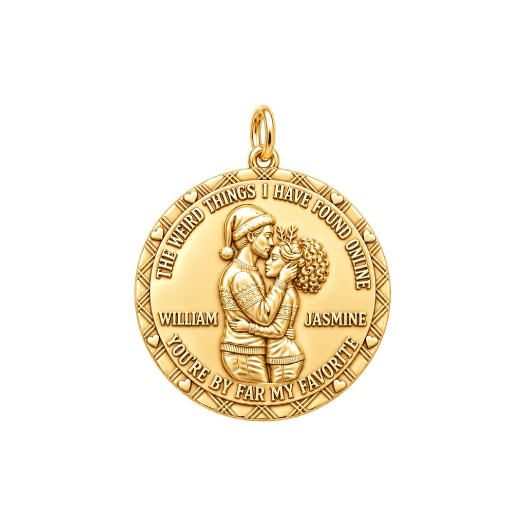 Favorite Online Find Charm Bracelet – Personalized Couple Gift – 18K gold plated 3 cm charm, front view