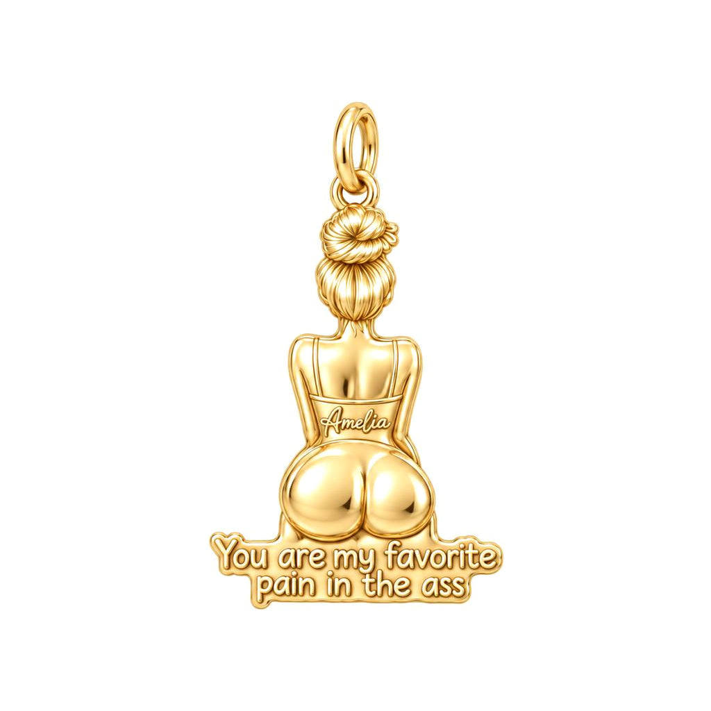 Favorite Pain in the Ass Charm Bracelet – Personalized Gift – 18K gold plated 3 cm charm, front view