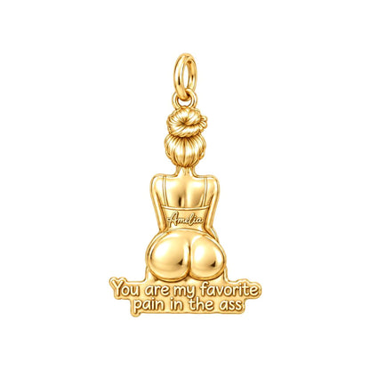 Favorite Pain in the Ass Charm Bracelet – Personalized Gift – 18K gold plated 3 cm charm, front view