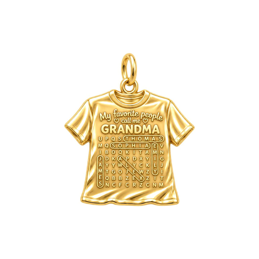 Favorite People Word Search Charm Bracelet – Personalized Nana Gift – 18K gold plated 3 cm charm, front view