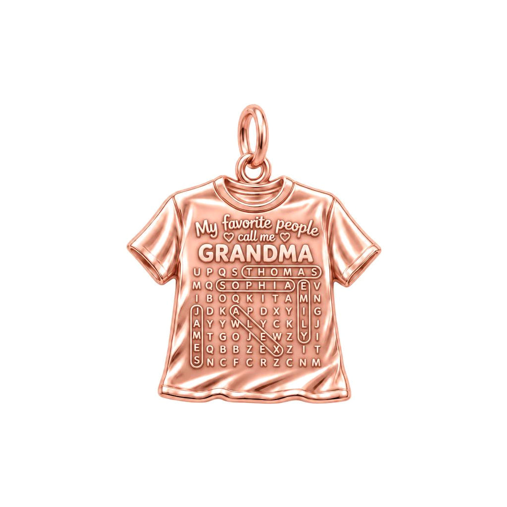 Favorite People Word Search Charm Bracelet – Personalized Nana Gift – rose gold 3 cm charm, front view