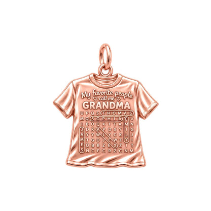 Favorite People Word Search Charm Bracelet – Personalized Nana Gift – rose gold 3 cm charm, front view
